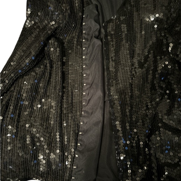 Vintage Stenay Beaded Sequin Silk Jacket Long Sleeve Black Hook & Eye Small - Picture 6 of 6